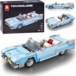 Technical building set blue convertible in American retro style, 308 pieces
