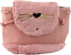 zainetto rosa in peluche per bambini con orecchiette, tracolla regolabile, 22 cm, 4 l