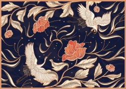 Sestavljanka Vrt skrivnosti: Žerjavi in cvetlice 500 koščkov