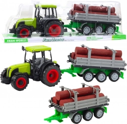 zeleni traktor s prikolico za hlode 47 cm