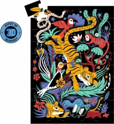 Puzzle tigre con occhiali 3D, 50 pezzi
