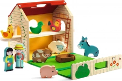 Djeco wooden portable farm with animals