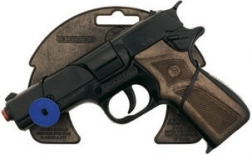 Police metal cap gun, black, 8 shots