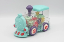 Transparent toy train with lights and music
