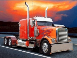 Diamantové malování Červený kamion s plameny 30x40cm