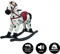 Cavallo a dondolo in peluche a batteria con suoni e movimento – Pezzato bianco-nero