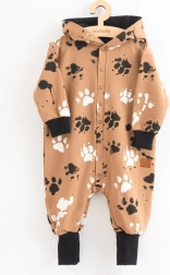 Baby heldragt i bomuld med hætte og ører NEW BABY, sennepsgul