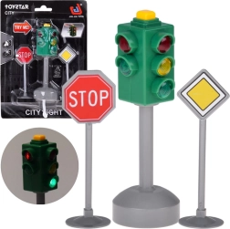 svetlobna semaforska igrača z zvokom in 2 prometnima znakoma