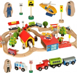 Ensemble de train en bois pour enfants 69 pièces