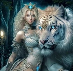 Diamond painting pige med tiger 30 × 40 cm