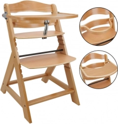 Adjustable high chair with tray - natural