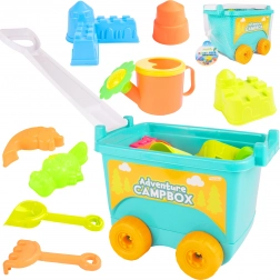 Carrellino blu per sabbia con accessori