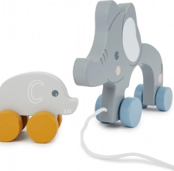 Bieco giocattolo in legno da traino elefanti