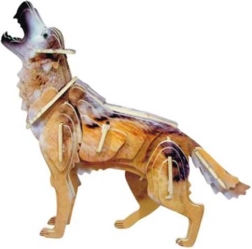 Colorful Wooden 3D Wolf Puzzle – WOODCRAFT