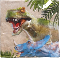 Dinosaur-themed party napkins 33 × 33 cm, 20 pcs