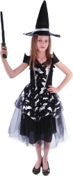 Children's Witch Costume with Bat Motifs
