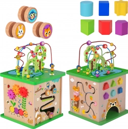 TOOKY TOY wooden educational cube 5-in-1 with animals