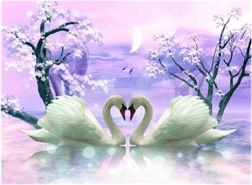 diamond painting Swan Love 30 × 40 cm