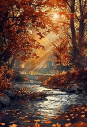 Pittura diamantata ruscello autunnale 30 × 40 cm