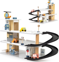 ECOTOYS Wooden Garage with Elevator and Car Wash