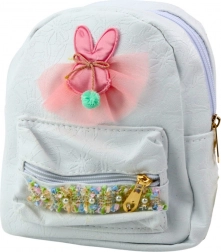 Zaino per bambini con coniglio e fiocco decorativo bianco