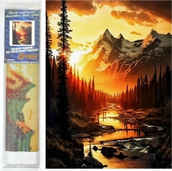 Diamond Painting - Mountain River at Sunset 30x40 cm