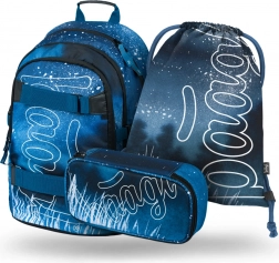 Set scolastico BAAGL Skate Steel: zaino, astuccio e sacca