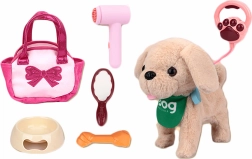 Interactive plush dog on a leash 25 cm