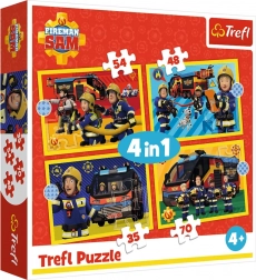 Puzzle 4u1 VATROGASAC SAM – vatrogasci u intervenciji (35, 48, 54, 70 dijelova) Trefl