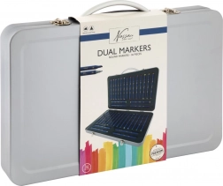 36 darabos kétvégű filctoll-készlet fémbőröndben