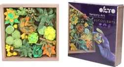 Art modeling set succulents in a wooden frame 21 × 21 cm