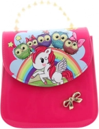 Petit sac à main pour enfants avec licorne et chouettes, rose, brillant