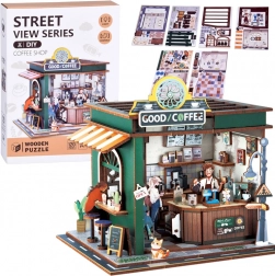 Wooden 3D Puzzle Café with Light, 120 Pieces