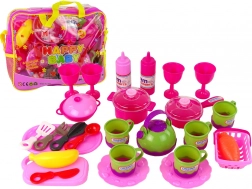 Pink Tableware Set in Bag, 31 Pieces