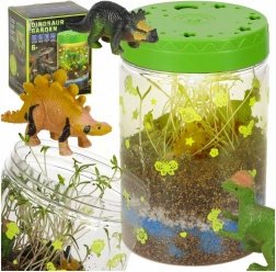 Terrarium for Growing Plants with LED Lamp and Dinosaurs