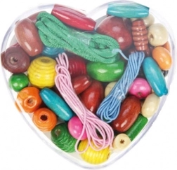 Lena drvene perle u kutiji srce