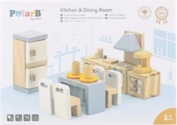 Wooden Furniture Set for Dollhouse Kitchen and Dining Room
