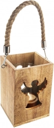 Drveni lampion s anđelom MANGO 20,5 cm