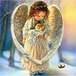 Diamond Mosaic - Angel with Kitten