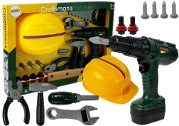 Kids' Tool Set with Battery-Powered Drill and Helmet