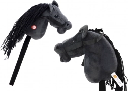 Plush hobby horse black with long mane and sounds