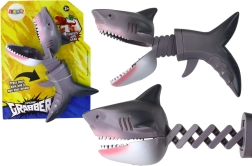 Rágó játék cápa rugón – szürke