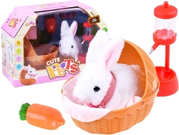Interactive Plush Bunny in a Basket with Accessories – Pink