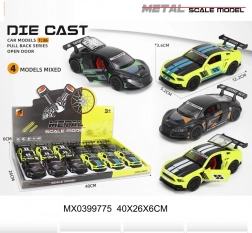 Kovové závodné autíčko 1:36 s otváracími dverami a pull-back pohonom