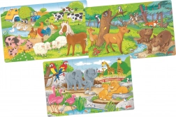 Wooden animal puzzles 3×24 pieces GOKI