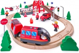 Wooden Firefighter Train Set 60 Pieces