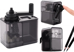 Crank Pencil Sharpener with Shavings Container – Black