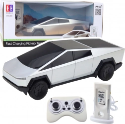 RC pickup truck with remote control, silver – 4 driving modes and LED