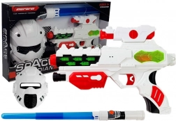 Cosmic laser weapon with light-up mask and sword
