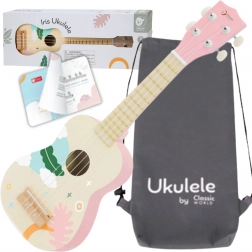 otroški leseni ukulele Classic World rožnat